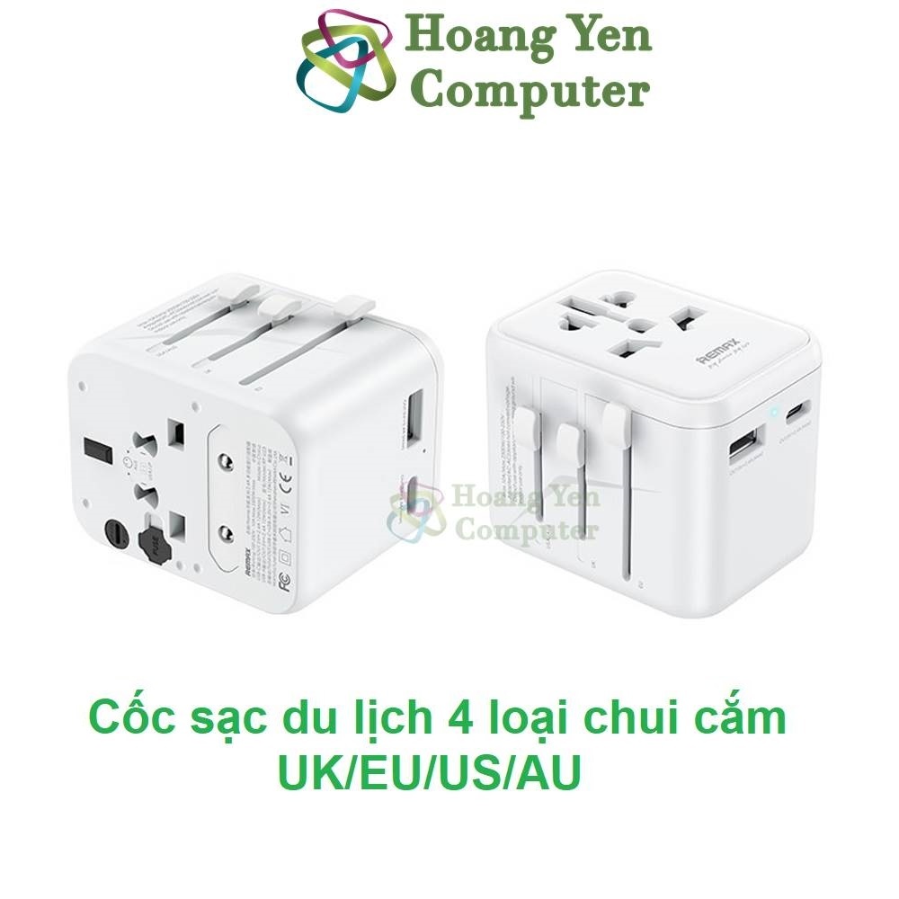 Cốc Sạc Du Lịch Remax RP-U23 12W - Chui Cắm UK/EU/US/AUS - BH 1 Năm - Hoàng Yến Computer