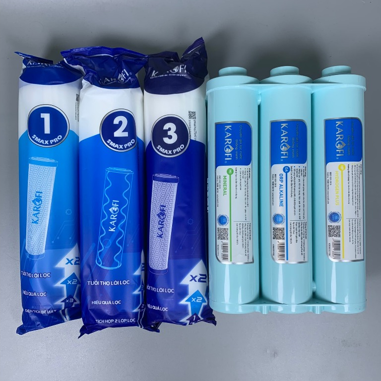 Combo Bộ Smax HP 6.2 Và Lõi Lọc Thô 123 Karofi Dòng LIVOTEC, Smax Pro, Smax Pro V Mới