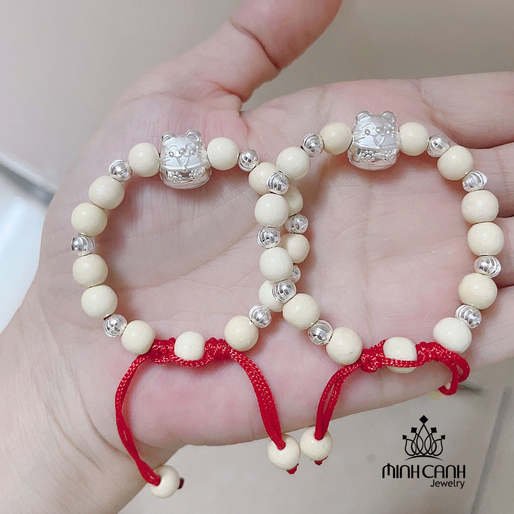 Ảnh Vòng Dâu Tằm Charm Con Mèo 7 Bi Và 9 Bi Cho Bé Trai Và Gái - Minh Canh Jewelry 3