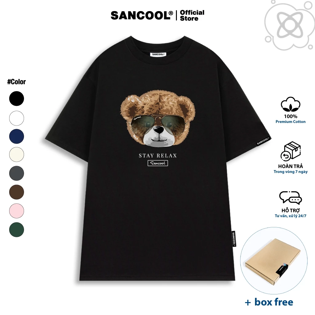 Áo Thun Sancool Unisex Premium Cotton 250gsm Teddy Bear Cool