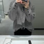 <<Có sẵn>> 021 Áo sweater dệt kim màu xám nút kiểu cổ tròn dài tay phong cách Hàn Quốc dành cho nam trẻ trung cá tính