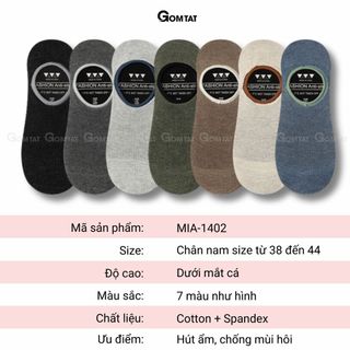 [TẤT LƯỜI MÙA HÈ] Tất lười nam cao cấp có đệm chống tuột gót GOMTAT, vớ ngắn nam chất cotton mềm mại - MIA-1402-1DOI