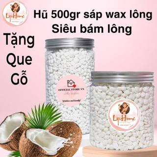 [CHE TÊN] HŨ 500G Sáp wax lông nóng cao cấp LYIHOME, wax lông nách tay chân, sáp wax ria mép TẶNG  QUE GỖ