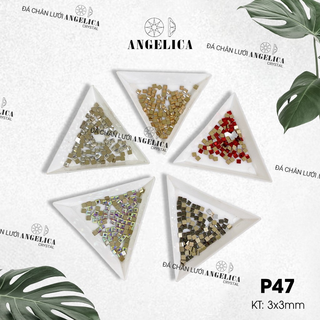 Túi 10 Viên Đá Nail Chân Bằng Chân Vàng Hình Vuông Trang Trí Móng ANGELICA P47