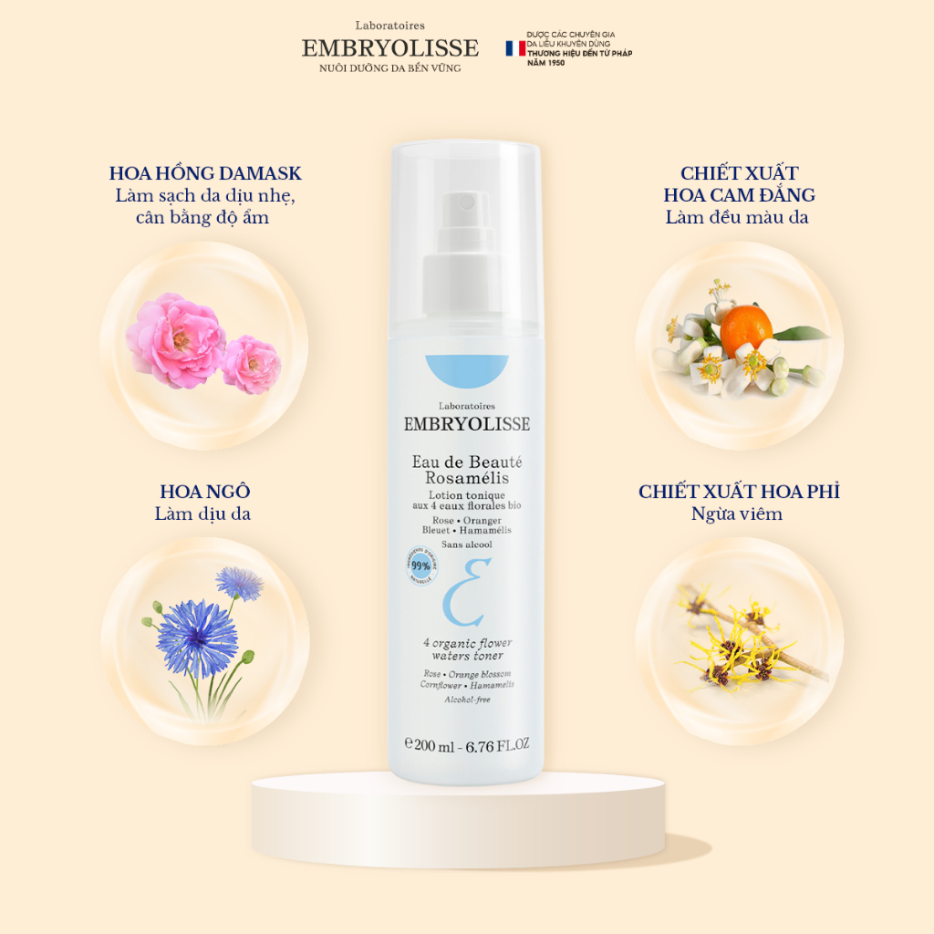Ảnh Xịt Dưỡng Cấp Ẩm Sâu Embryolisse Eau De Beaute Rosamelis 200ml 3