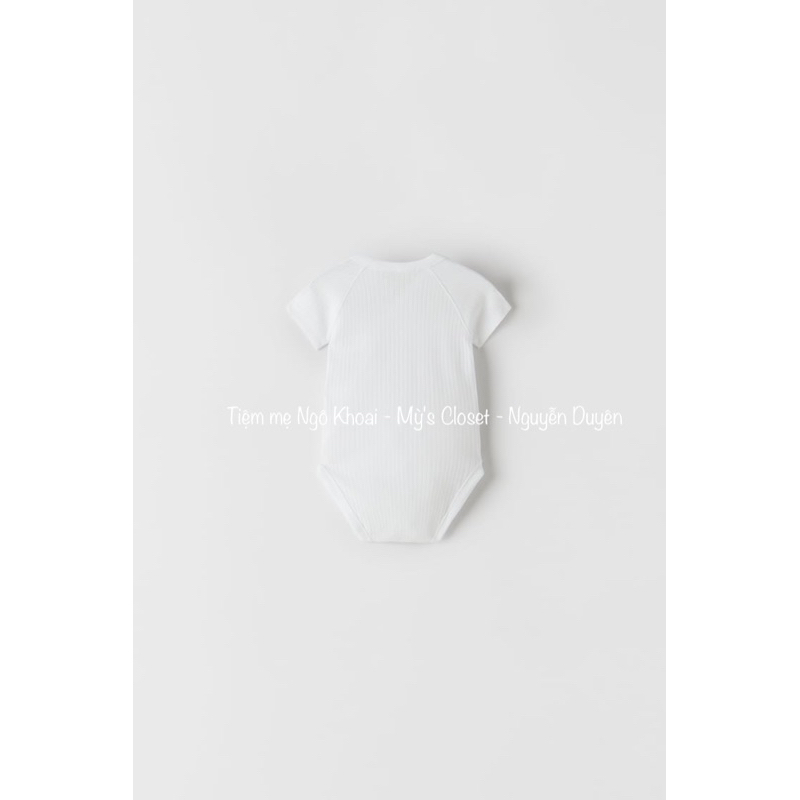 [MD01] Z.R Body cài chéo ngắn tay trắng thun gân cotton organic xuất xịn cho bé