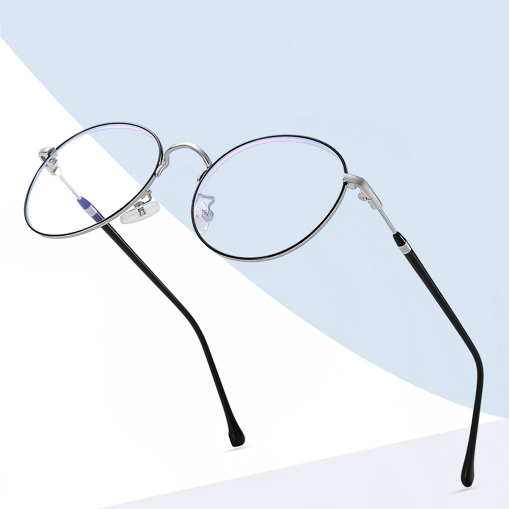 Ảnh Kính cận có độ sẵn 0 - 6 độ nam nữ mắt tròn gọng kim loại thời trang 7K1912. Tròng chống tia UV, ánh sáng xanh, đổi màu 2