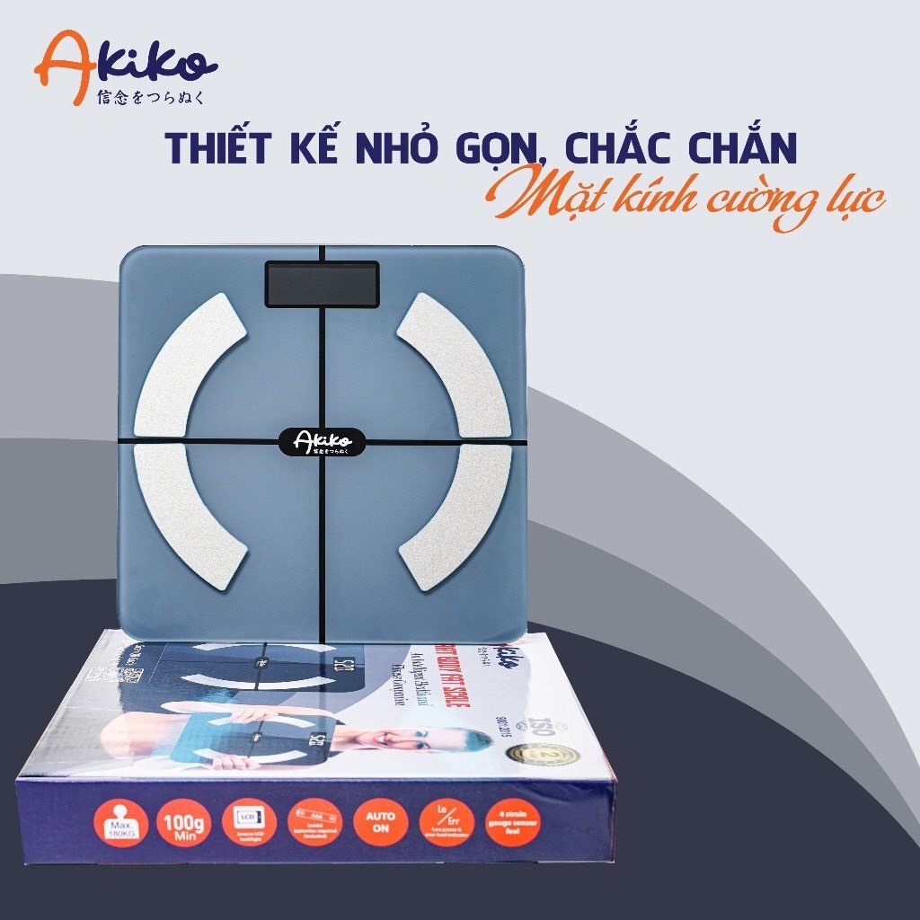 Cân sức khỏe điện tử AKIKO 14 trong 1 kết nối Bluetooth thông minh phân  tích chỉ số cơ thể | Shopee Việt Nam