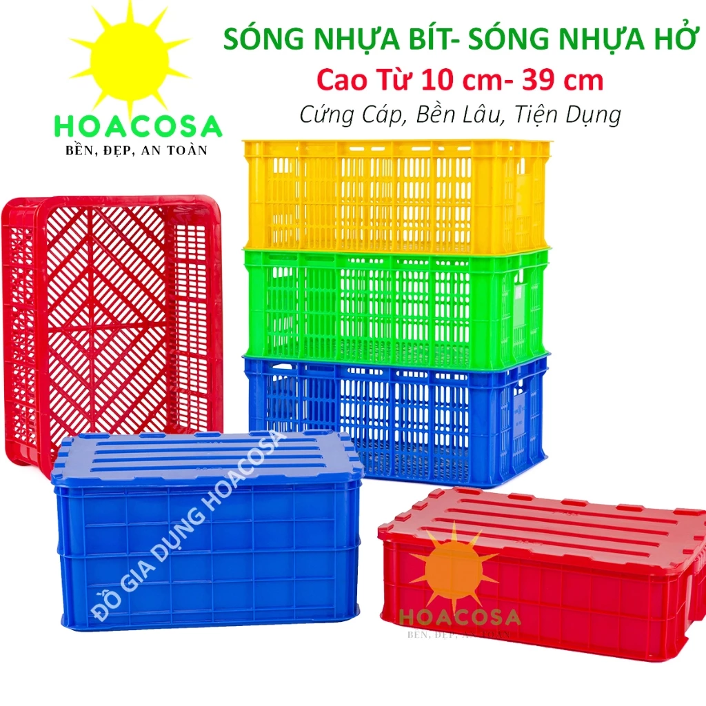Sóng Nhựa Hở, Sóng Nhựa Bít, Khay Nhựa Đựng Đồ Cao Từ 10-39 cm- Cứng Cáp, Bền Lâu, Tiện Dụng- Đồ Gia Dụng Hoacosa.