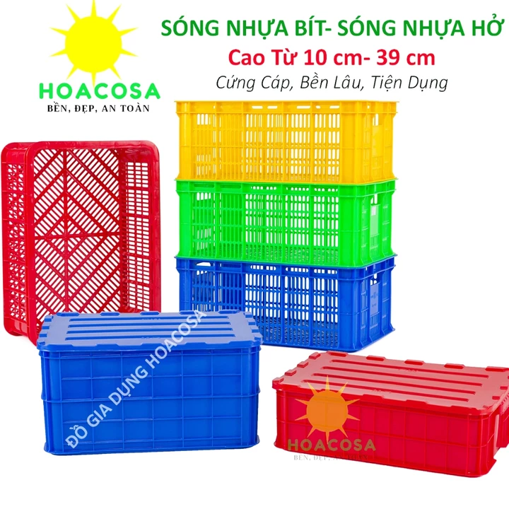 Sóng Nhựa Hở, Sóng Nhựa Bít, Khay Nhựa Đựng Đồ Cao Từ 10-39 cm- Cứng Cáp, Bền Lâu, Tiện Dụng- Đồ Gia Dụng Hoacosa.