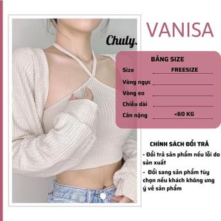 Áo khoác cardigan ngoài croptop len tăm mỏng trắng đen be mịn mùa thu đông VANISA CDG9