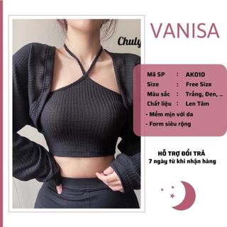 Áo khoác cardigan ngoài croptop len tăm mỏng trắng đen be mịn mùa thu đông VANISA CDG9