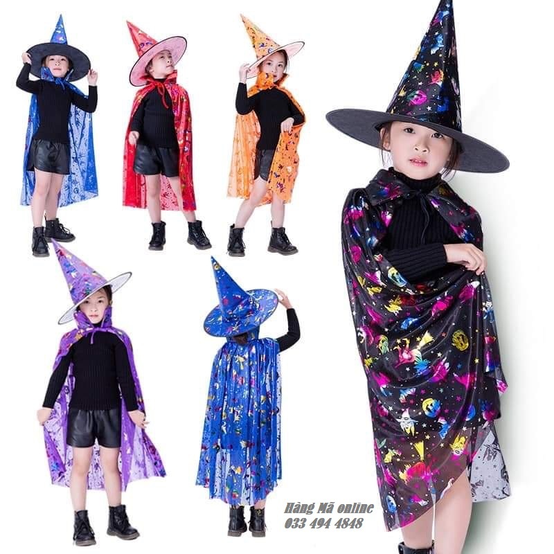 Choàng và mũ phù thủy hóa trang Halloween cho người lớn và trẻ em