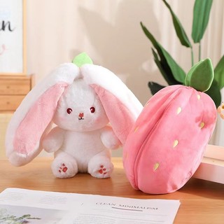 ( TẶNG QUÀ SET 10 KHẨU TRANG ) Gấu Bông Nhỏ Hình Thỏ Lốt Dâu 2 Trong 1, Vải Mềm Mịn, Nhập Khẩu, Quà Tặng Dễ Thương MEILI