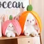 Gấu Bông Nhỏ Hình Thỏ Lốt Dâu 2 Trong 1, Vải Mềm Mịn, Nhập Khẩu, Quà Tặng Dễ Thương MEILI