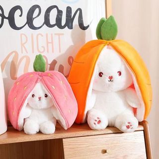 ( TẶNG QUÀ SET 10 KHẨU TRANG ) Gấu Bông Nhỏ Hình Thỏ Lốt Dâu 2 Trong 1, Vải Mềm Mịn, Nhập Khẩu, Quà Tặng Dễ Thương MEILI