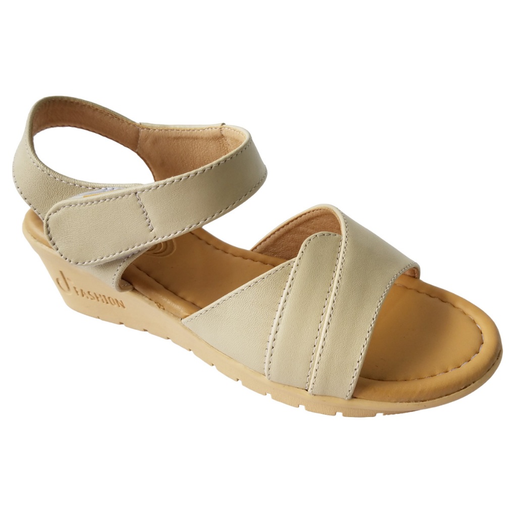 Giày Sandal Đế Xuồng BIGGBEN Da Bò Cao 5 Phân HKD761