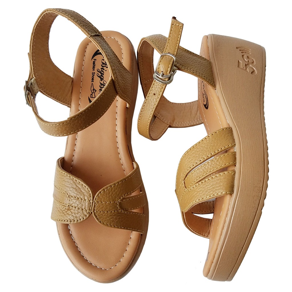Giày Sandal Đế Xuồng Da Bò Thật BIGGBEN Đế 5 Phân HKD589