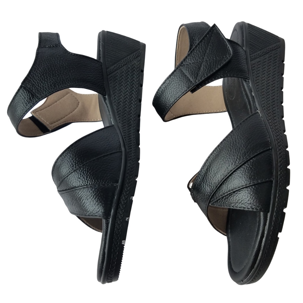 Giày Sandal Đế Xuồng BIGGBEN Da Bò Cao 5 Phân HKD760