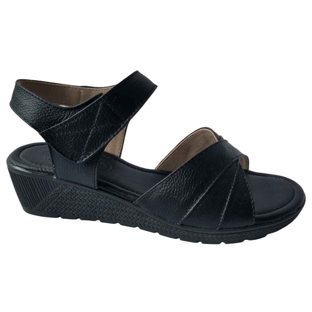 Giày Sandal Đế Xuồng BIGGBEN Da Bò Cao 5 Phân HKD760