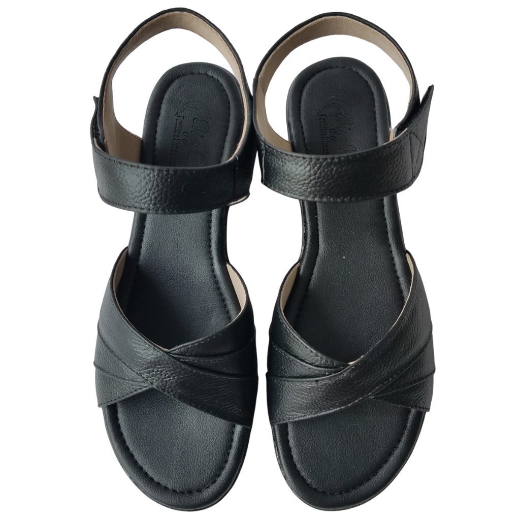Giày Sandal Đế Xuồng BIGGBEN Da Bò Cao 5 Phân HKD760