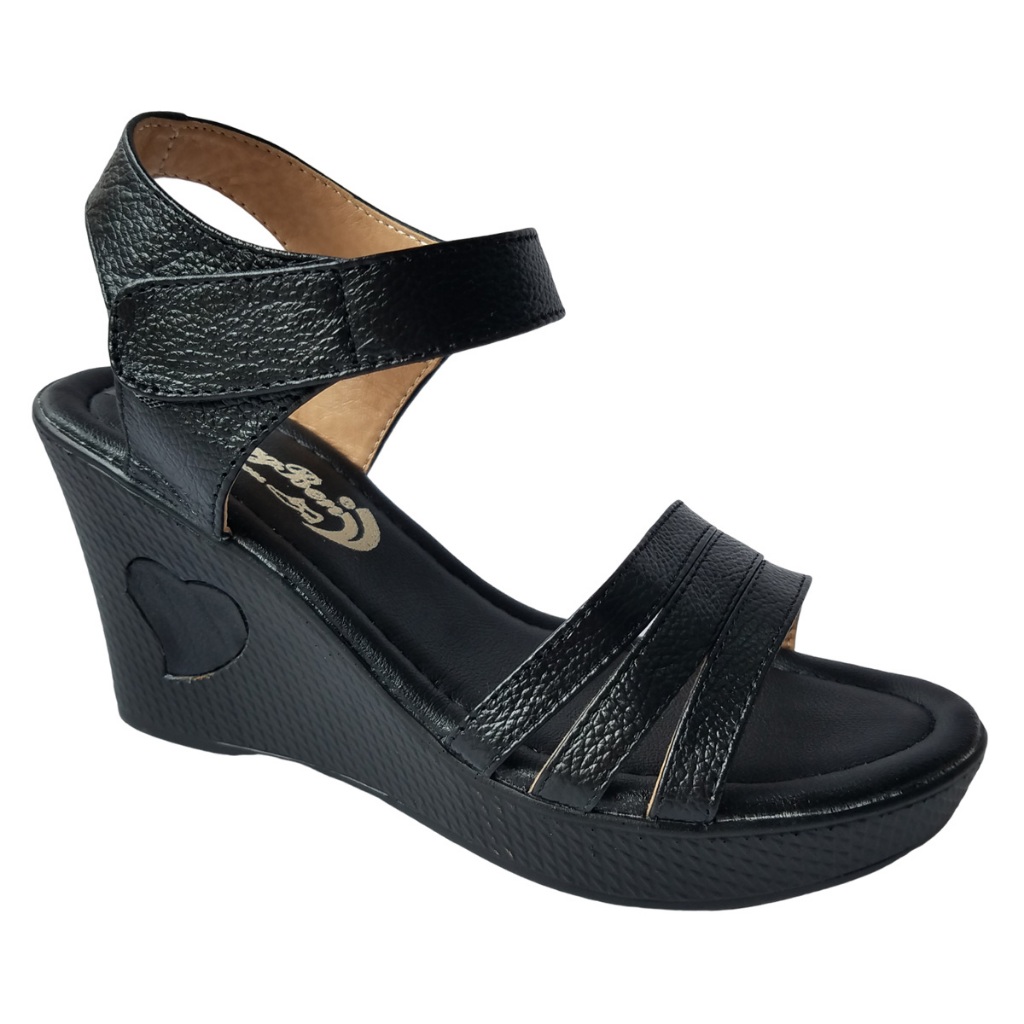 Giày Sandal Đế Xuồng BIGGBEN Da Bò Cao 9 Phân HKD762