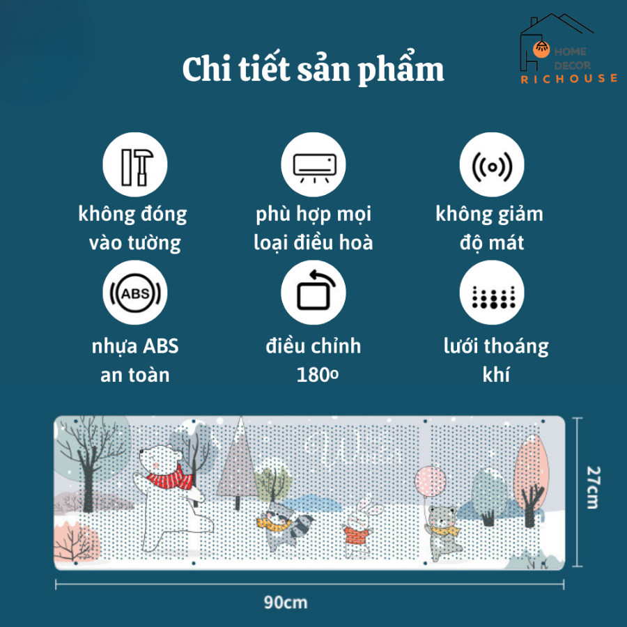 Tấm Chắn Gió Điều Hoà, Tấm chuyển đổi hướng gió điều hoà, máy lạnh bảo vệ sức khoẻ gia đình