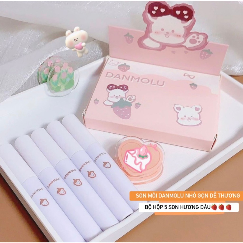 SET Son Kem Lì DANMOLU Hương Dâu Cam Màu Son Chuẩn Toàn Màu Đẹp Chuẩn Chính Hãng Nội Địa Trung SS02