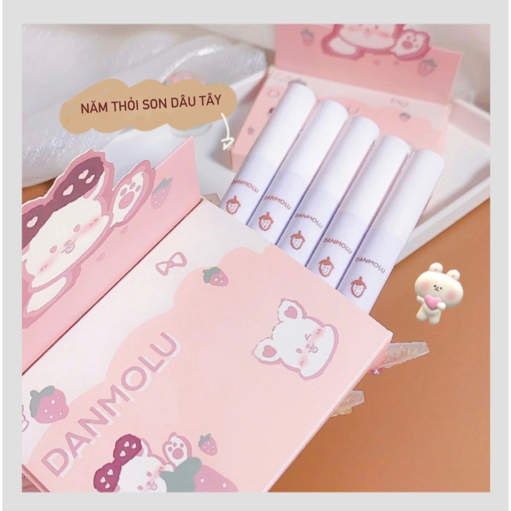 SET Son Kem Lì DANMOLU Hương Dâu Cam Màu Son Chuẩn Toàn Màu Đẹp Chuẩn Chính Hãng Nội Địa Trung SS02