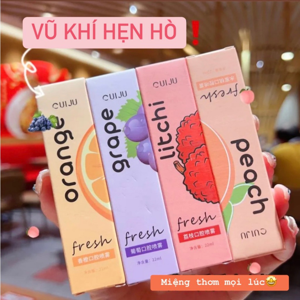 [ƯU ĐÃI] Xịt Thơm Miệng CUIJU Hoa Quả Thơm Miệng Sạch Sẽ Thơm Lâu Có 5 Mùi Vị Lựa Chọn XTM01