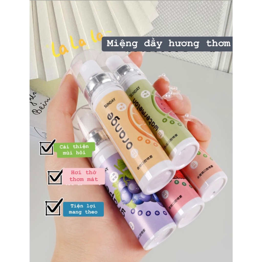 [ƯU ĐÃI] Xịt Thơm Miệng CUIJU Hoa Quả Thơm Miệng Sạch Sẽ Thơm Lâu Có 5 Mùi Vị Lựa Chọn XTM01