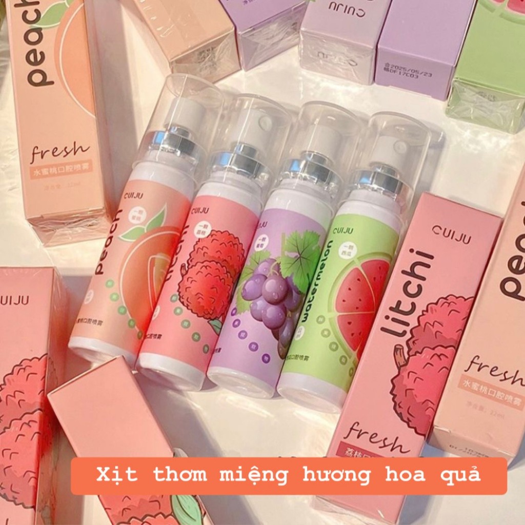 [ƯU ĐÃI] Xịt Thơm Miệng CUIJU Hoa Quả Thơm Miệng Sạch Sẽ Thơm Lâu Có 5 Mùi Vị Lựa Chọn XTM01