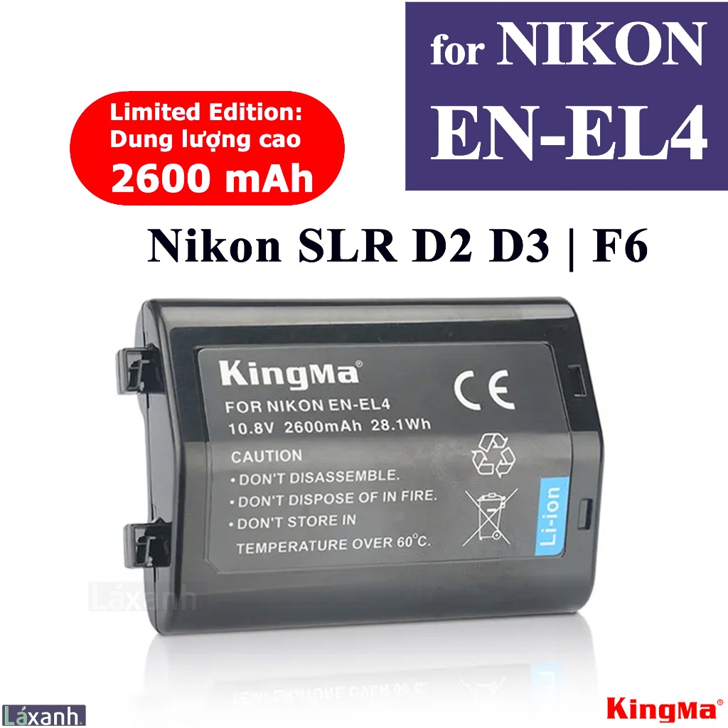 DSTE EN-EL4A ENEL4A oplaadbare Li-ion batterij compatibel met Nikon D2, D2H, D2Hs, D2X, D2Xs, D3, D3S, D3X, F6