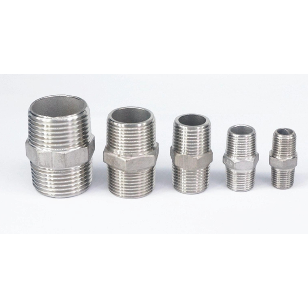 NỐI HAI ĐẦU REN, KÉP INOX 304 PHI 13mm - 17mm - 21mm - 27mm - 34mm