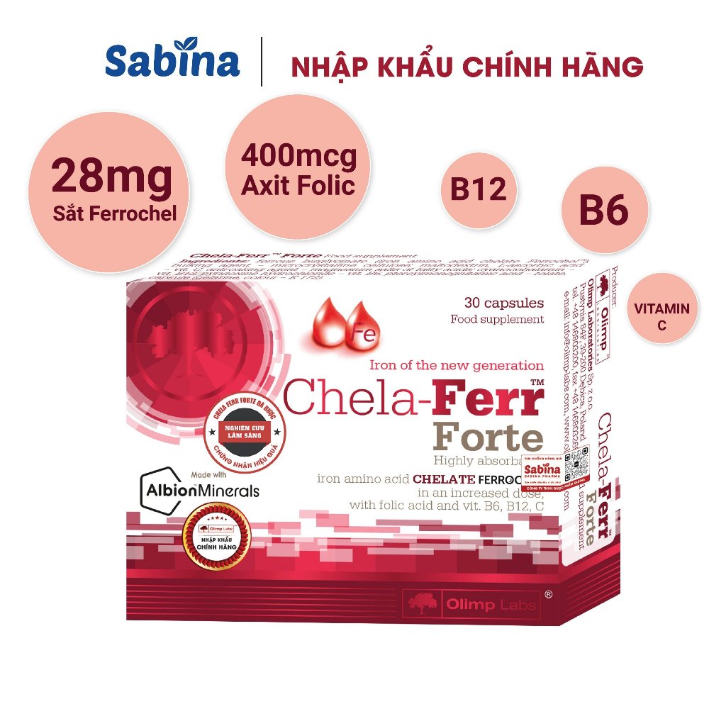 Ảnh Sắt Chela Ferr®  Forte -Thực phẩm bảo vệ sức khoẻ chứa sắt Ferrochel dạng Chelate cho bà bầu và sau sinh11,4g-Olimp Labs 4