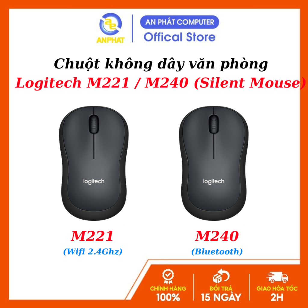 Chuột không dây Logitech M221 / M240 (Silent Mouse) – Bảo hành 12 tháng