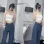 YURI JEANS - Quần Jeans ông Suông Nữ Lưng Cao Cạp Nút