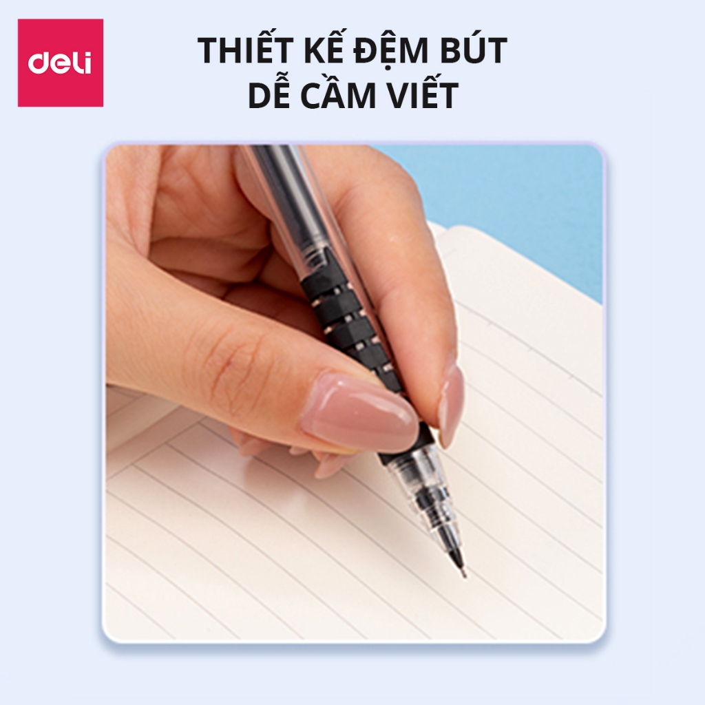 Bút chì kim bấm Deli ngòi 0.5mm màu pastel dễ thương cao cấp cải tiến có đầu tẩy cho học sinh văn phòng nhỏ gọn tiện lợi
