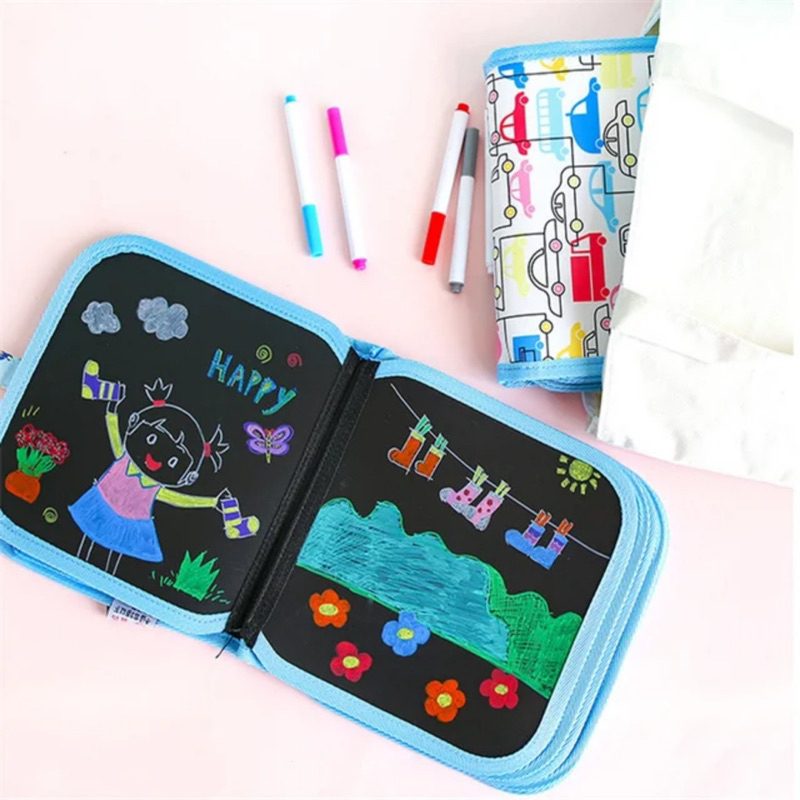 Sổ vẽ tự xoá graffiti phát sáng cho bé mẫu mới tặng kèm bút và bông lau đủ mẫu 10 trang 14 trang tặng 6 bút và 12 bút