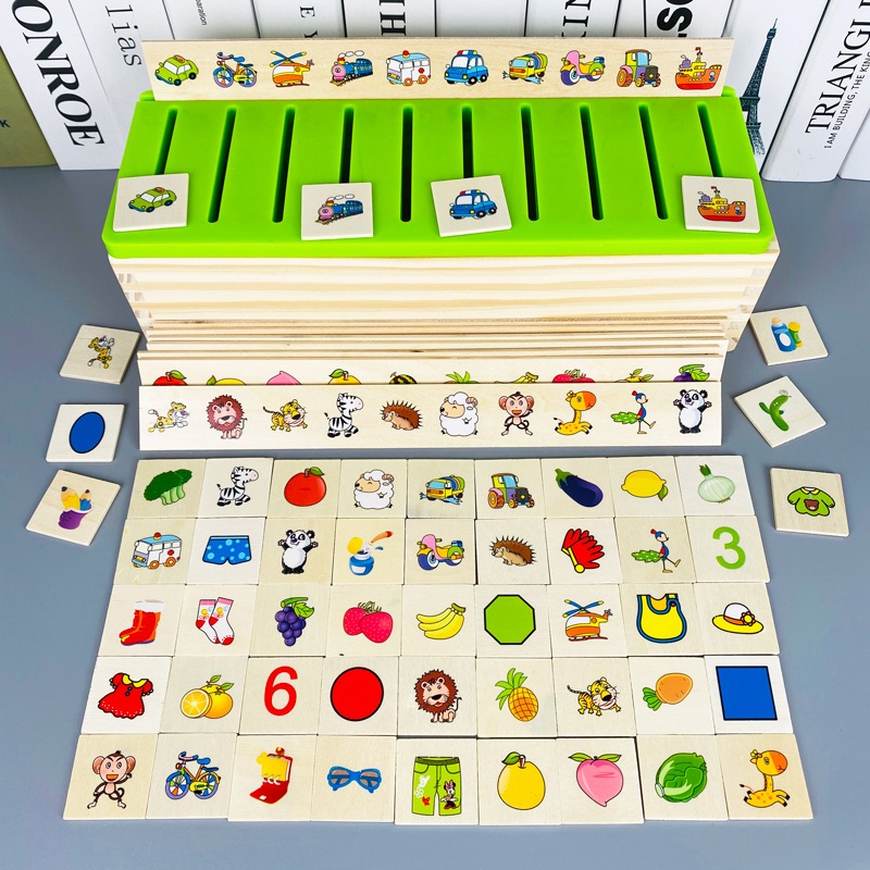 Đồ chơi gỗ Montessori thả hình theo nhiều chủ đề siêu an toàn giúp bé tinh mắt và rèn luyện tính kiên trì.