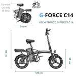 Xe đạp điện trợ lực G-Force C14 gấp gọn bỏ cốp tiện lợi. Xe đạp trợ lực  động cơ 400w. BH 12 Tháng — ảnh 5