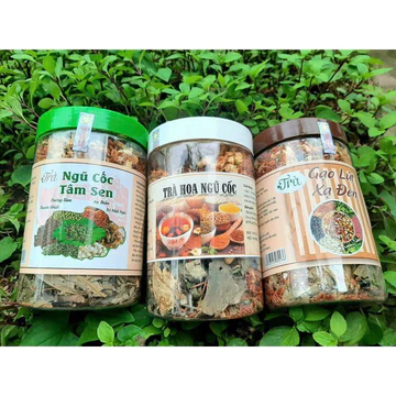trà ngũ cốc tâm sen, trà hoa ngũ cốc, trà gạo lứt xạ đen, 500g -1kg