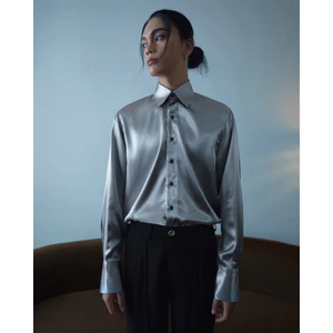 Áo sơ mi lụa xám bóng - LIGHT GREY SHIRT THUNDEROUS
