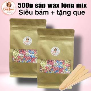 [Che tên] Sáp wax lông 500g sữa dừa mix nhiều dòng sáp - tẩy lông cao cấp Lyihome siêu bám lông tặng que gỗ