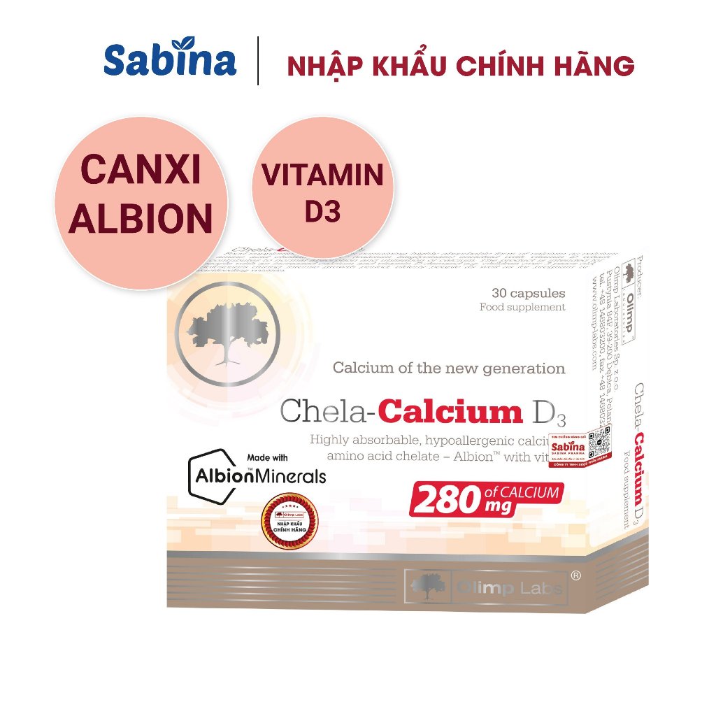 [Chính hãng] Canxi Chela Calcium D3 ( Olimp labs) Canxi cho bà bầu, bổ sung canxi và vitamin D3 36.6g