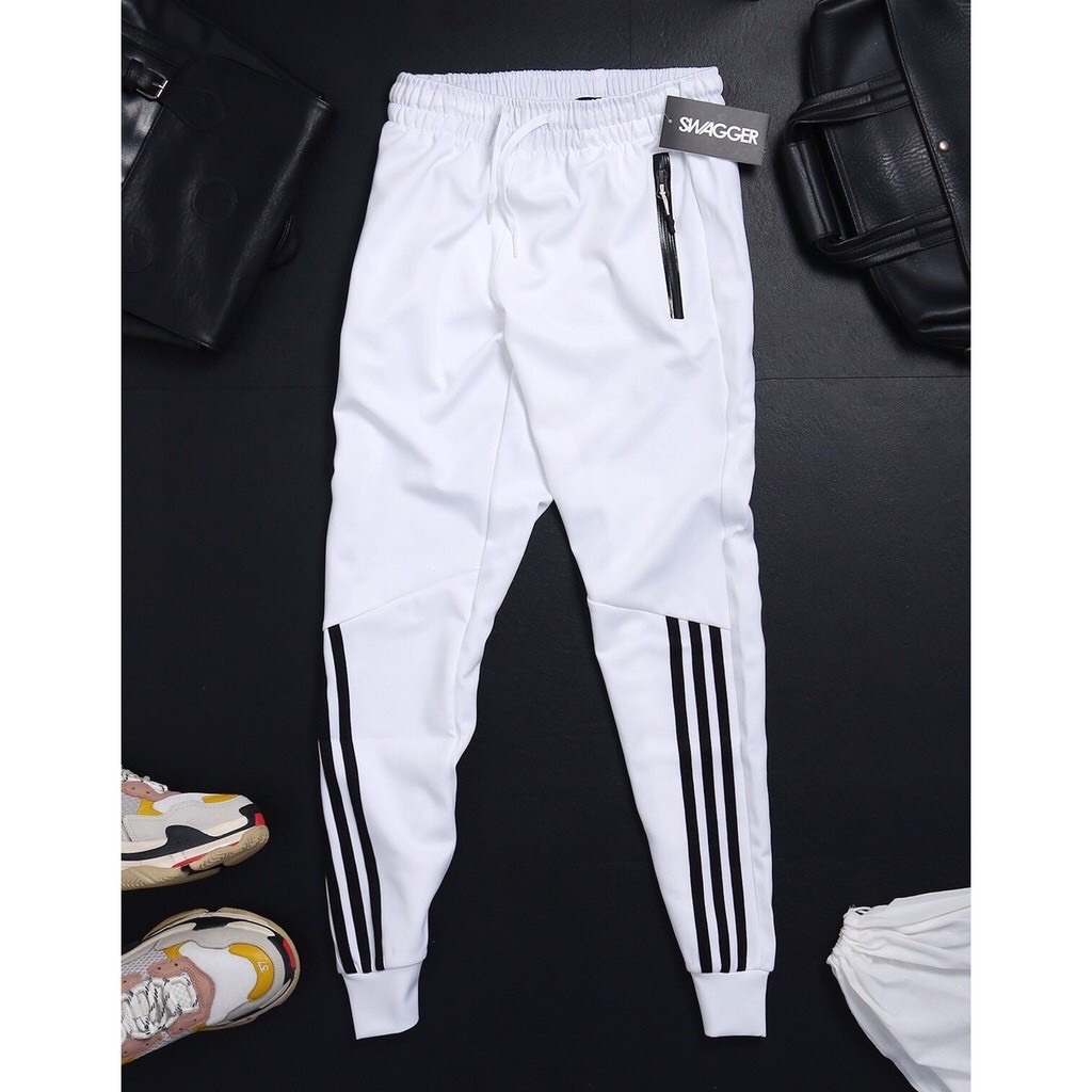 Quần Thể Thao Nam 3 Sọc Phối Túi Khóa Quần Nam Thu Đông Co Giãn Ống Suông ,Ống Côn - unisex L1