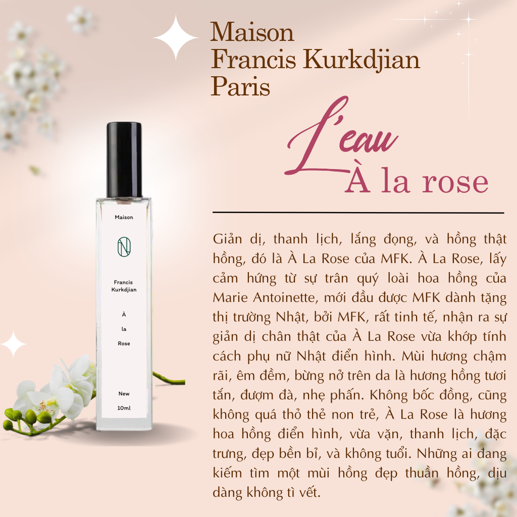 Nước Hoa Nữ À La Rose EDP Chiết 10ml - Phong Cách Tinh Tế, Nữ Tính Thanh Lịch, Nhẹ Nhàng