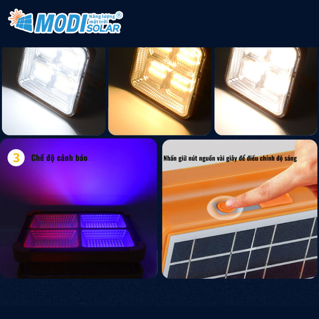 Ảnh Đèn Tích Điện Năng Lượng Mặt Trời MODI SOLAR Đa Năng Xách Tay Siêu Sáng, Chống Nước 2