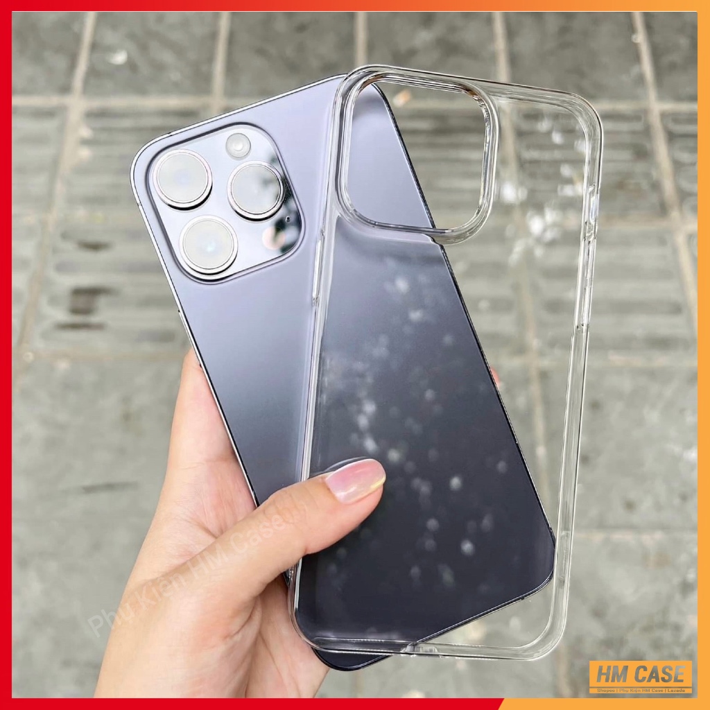 Ốp Lưng Cứng Trong Suốt iPhone 15/ 16 / 14 Pro/Max/ 13/ 13 Pro/ Max/ 12 ...