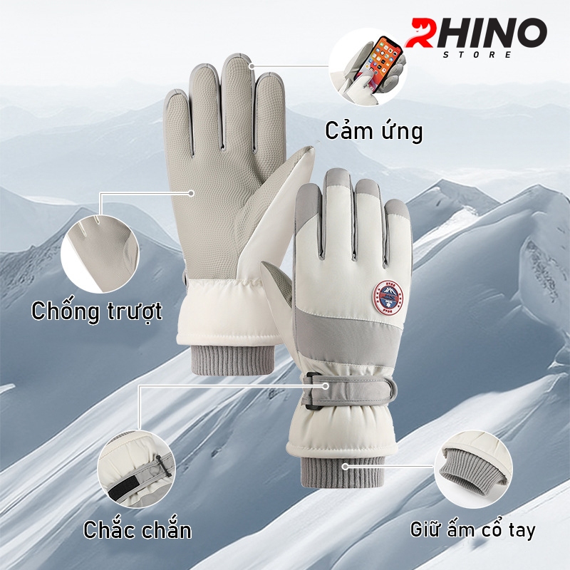 Ảnh Găng tay lót lông cừu giữ ấm mùa đông chống gió Rhino G904 chống trượt đi xe máy, xe đạp cho nam nữ, 1